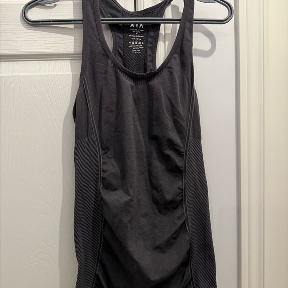 XIA Tops - Gray Fitted Ruched Sleeveless Tank Top